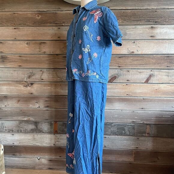 Vintage New Direction Matching Denim Button Down Shirt and Maxi Dress Size S EUC - Picture 5 of 16